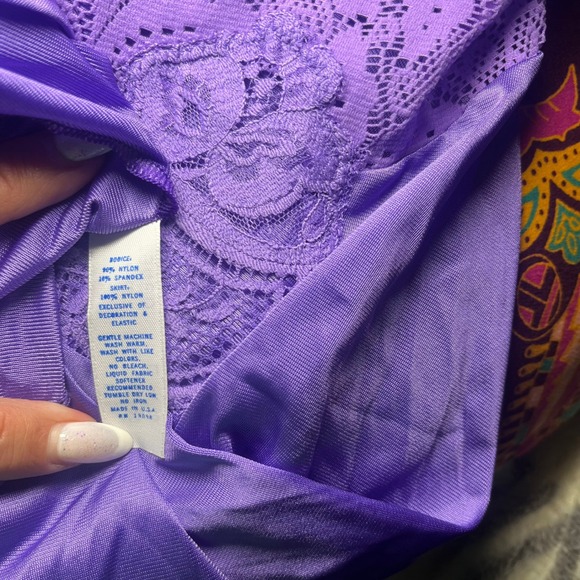 Vintage 80s/90s Vandemere Purple Lace Lingerie Dress – Made in USA Size Large - Picture 7 of 7